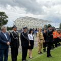Na zdjęciu m.in. wójt Janusz Frąckowiak, starosta wolsztyński Jacek Skrobisz, wójt gminy Siedlec Artur Walczak-Mortezaei, sędziowie i inni.