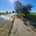 Na fotografii „PRZED” widać chodnik przed wykonaniem prac – powierzchnia była zabrudzona, a zanieczyszczenia utrudniały poruszanie się.